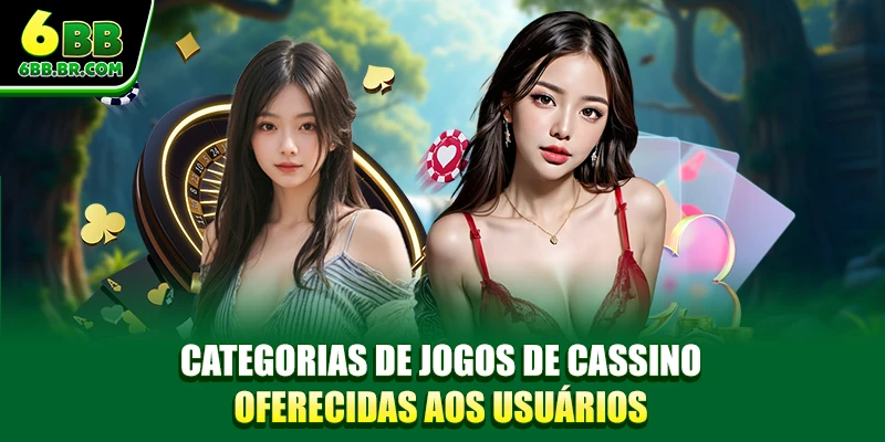 Categorias de jogos de cassino oferecidas aos usuários