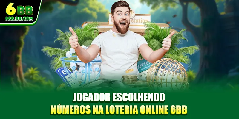 Jogador escolhendo números na loteria online 6BB